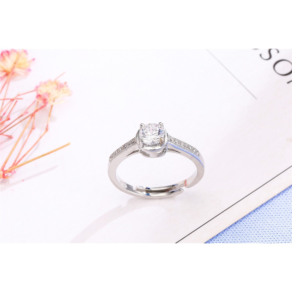 Cincin Perak 925 Asli Cincin Perak untuk Wanita Diamond Pernikahan Cincin Yang Dapat Disesuaikan Fashion Aksesoris Sederhana Perhiasan