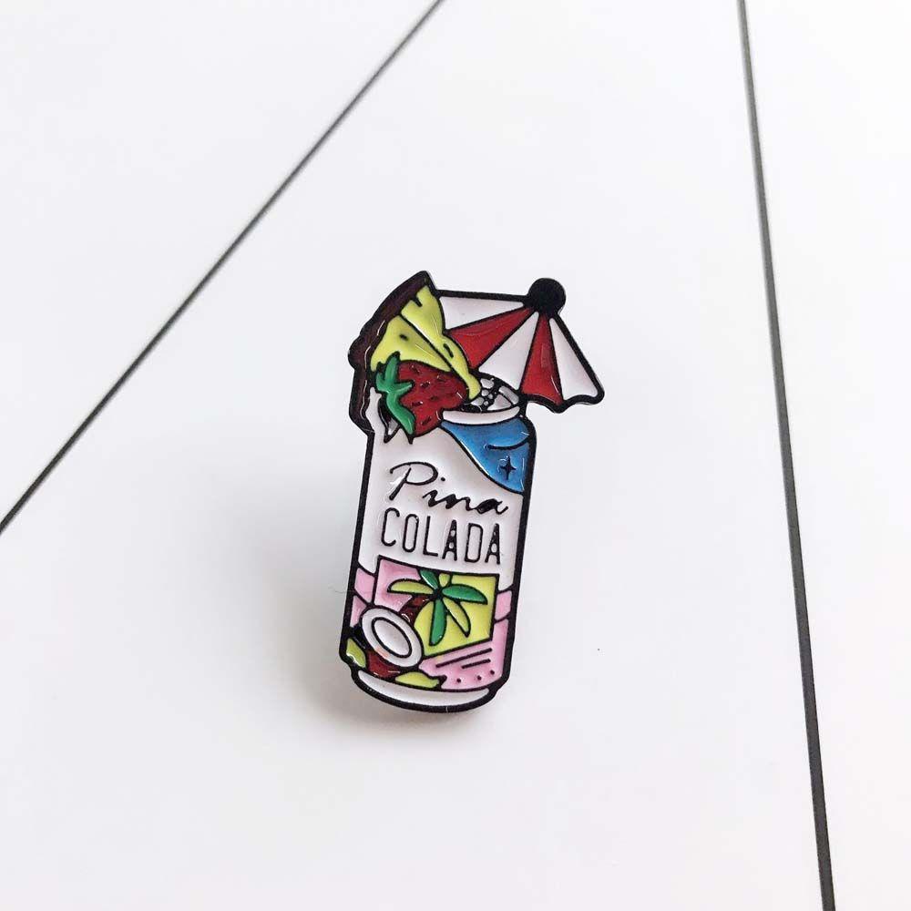 Mxbeauty Cocktail Bros Lucu Kerah Bros Aksesoris Perhiasan PINA COLADA Travel Commemorative Badge Pin Kerah Pin Enamel Pin