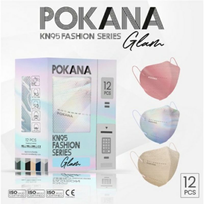 POKANA KN95 Fashion Series GLAM 6ply Earloop Medical Face Mask – Box isi 12 pcs original mask | poka