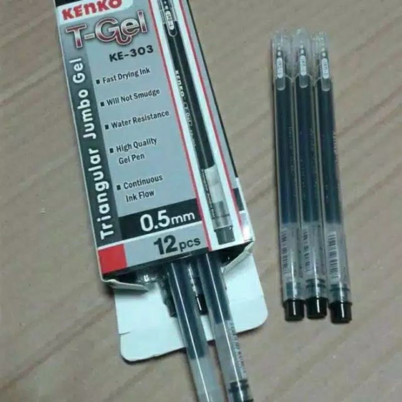 

KENKO T-Gel KE-303 0.5mm Triangular gel pulpen pena 1 Pack / 12 PCS