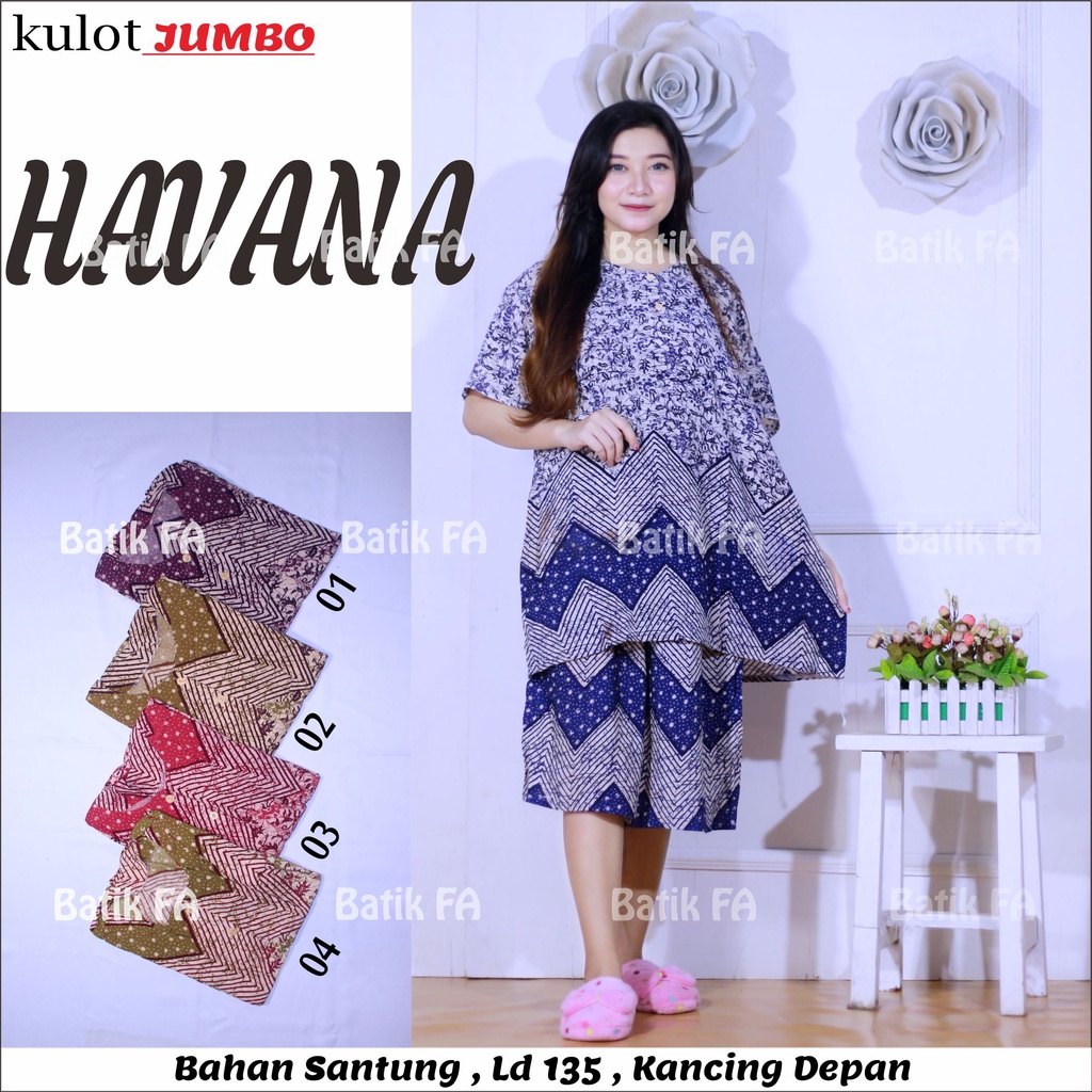 BAJU TIDUR WANITA SETELAN ONESET PIYAMA KULOT SUPER JUMBO KEKINIAN  BUSUI BUMIL ( ARISKA HAVANA FELDA KARIN )-KULOT JUMBO HAVANA