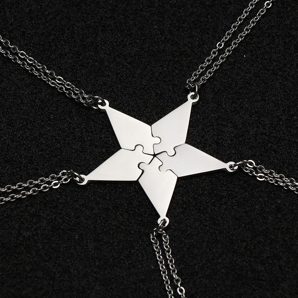 Lily 5Pcs/Set Kalung Persahabatan Mode Potongan Puzzle Hadiah Ulang Tahun Jahitan BFF Necklaces