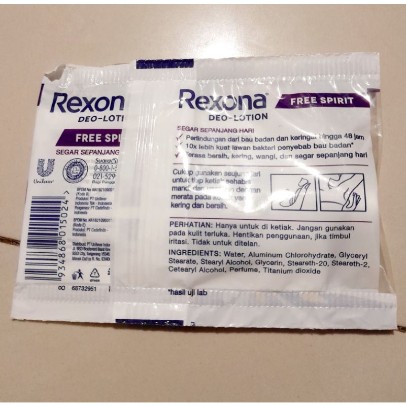 Rexona sachet deolotion free spirit 1 sachet