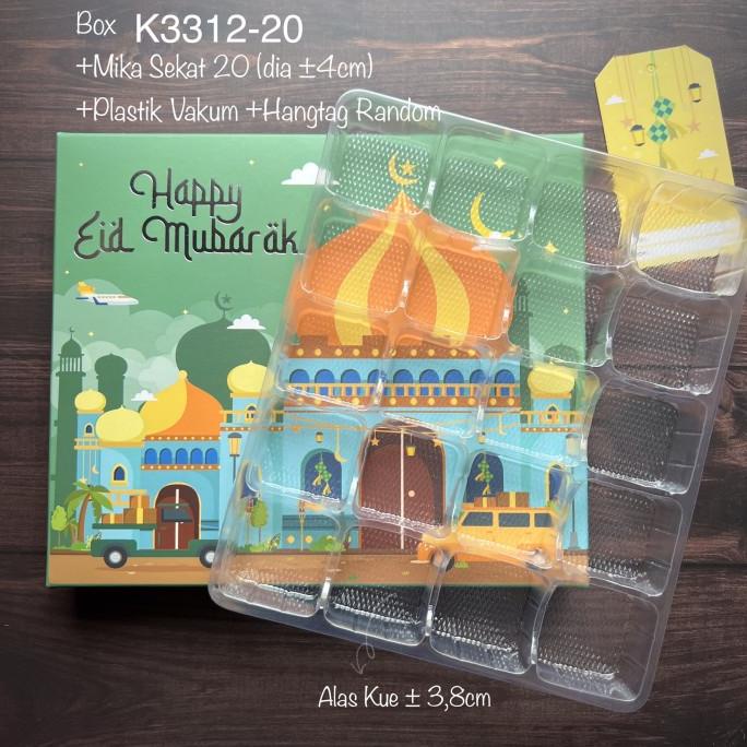 

[COD] 10pcs Kotak Eid Mubarak K3312 Idul Fitri dus+ Mika Sekat SET LENGKAP [COD]