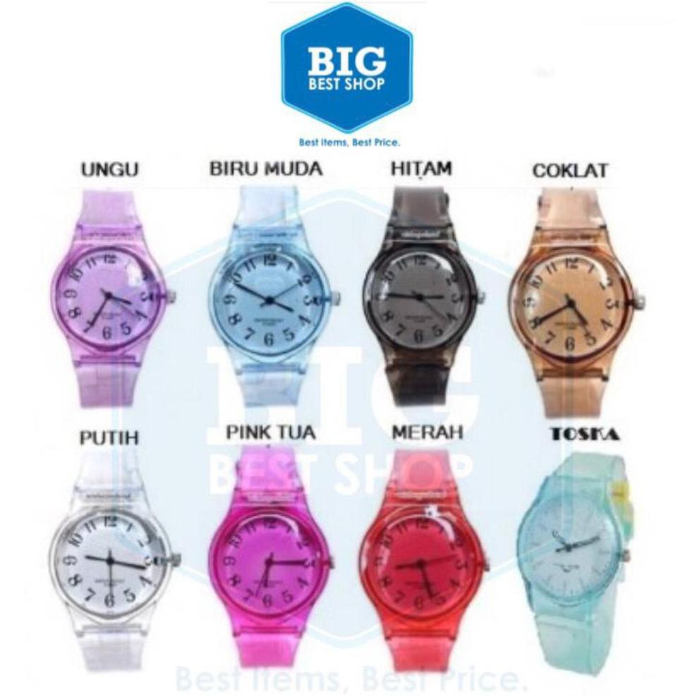 HOT Jam Tangan Q&amp Q Jelly Angka Rubber Transparant Transparan Bening Karet Jam Tangan Murah
