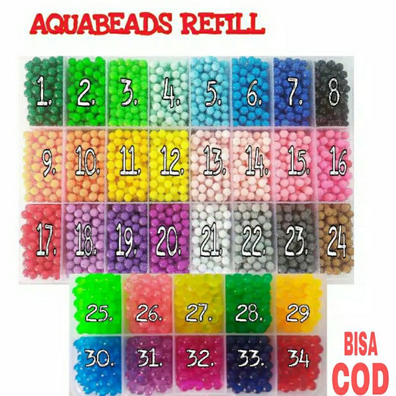 Mainan Aquabeads / Refill AquaBeads Aqua Beads / Murah / warna No 1-20