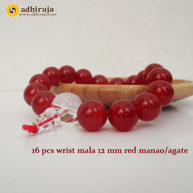 Gelang 16 pcs red manao agate 12 mm