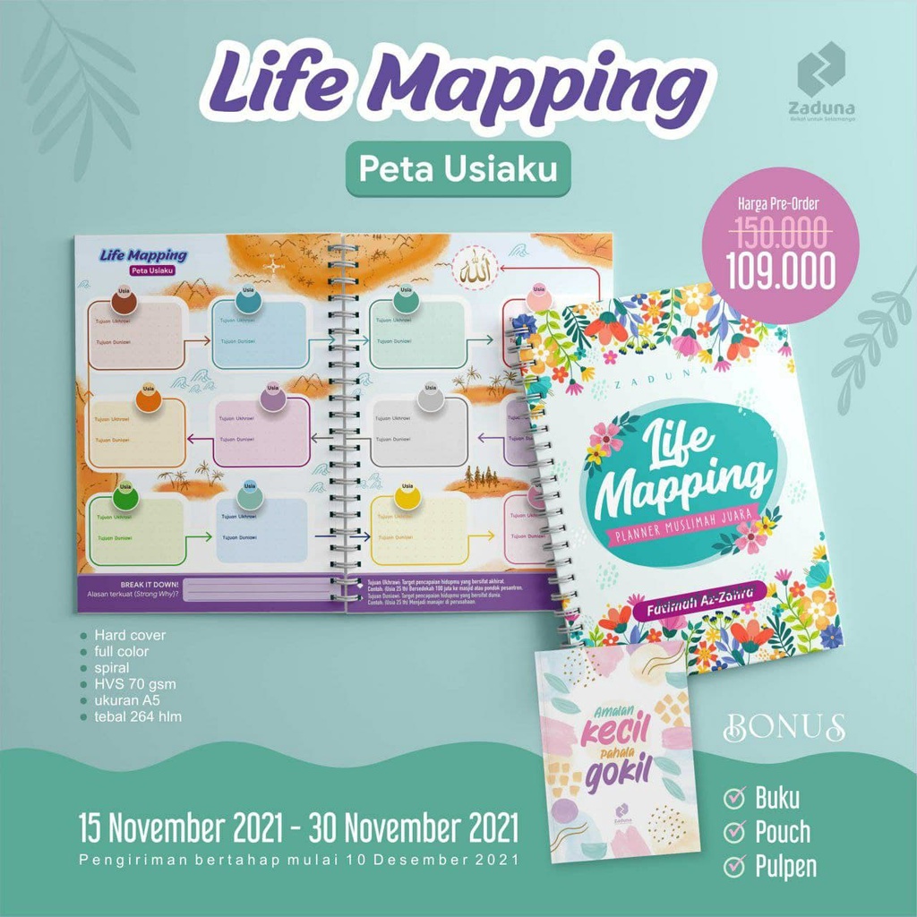 Buku Agenda Muslimah Planner Life Mapping 2023 (3 Bonus)