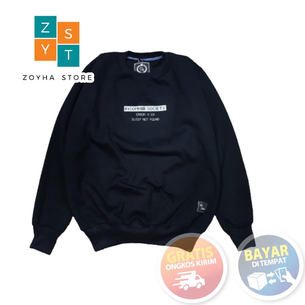 Sweater Crewneck Pria INSOMNIA Hitam Cotton Premium Distro ZS_Offecial By Zoyha_Store