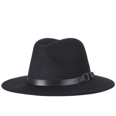 GS8e Topi Laken Jazz Vintage Fedora Penyanyi Jazz kasual Laken Topi Laken Topi Country / Topi Koboi  Fs-219 Jiangxihuitian Black Or-i