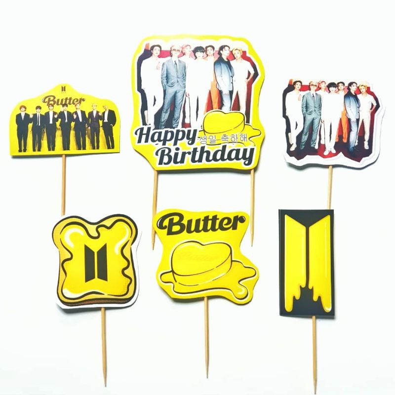 SK BTS Butter Birthday Cake Topper 1 set isi 6 pc