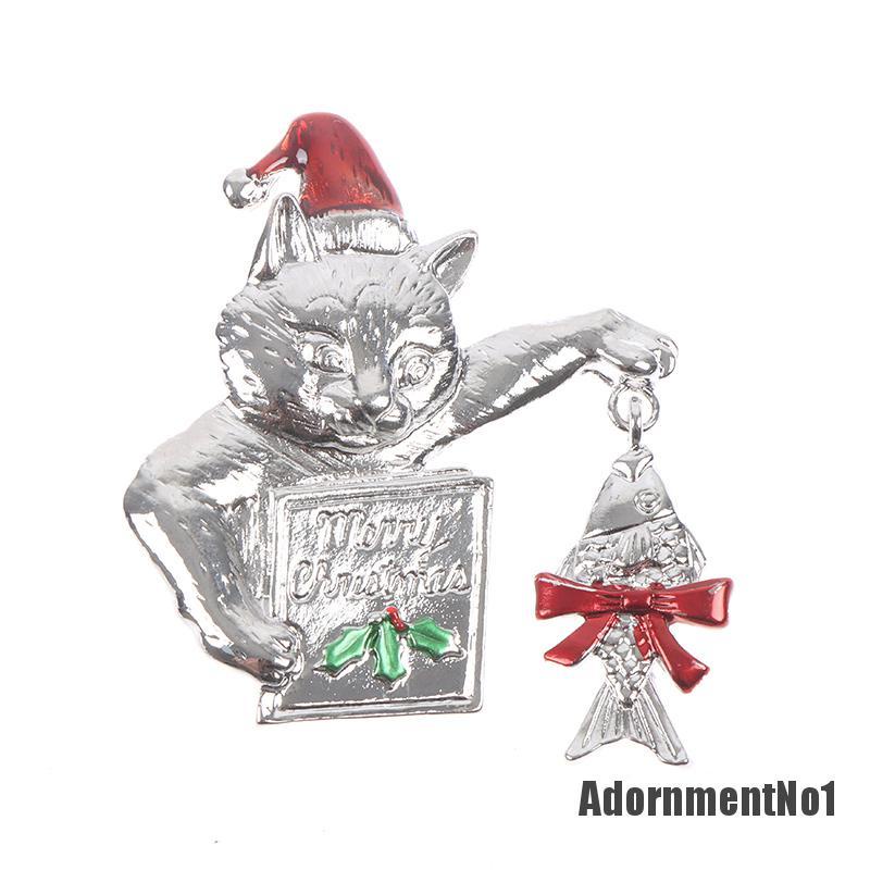 (Adornmentno1) 1pc Bros / Pin Enamel Bentuk Pohon Natal / Kucing Untuk Aksesoris Wanita