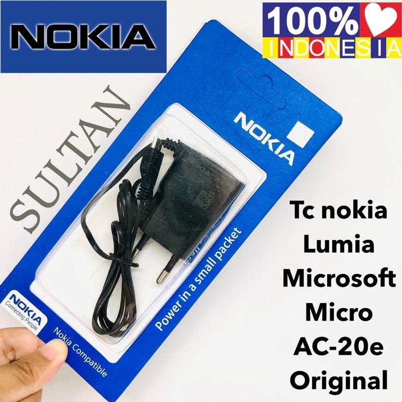 CHARGER NOKIA LUMIA MICROSOFT MICRO AC-20e PACKING PRESS ORIGINAL PROMO SEN