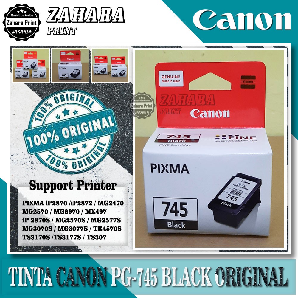 Catridge Printer Canon 745 Black for iP2870, MX497, TR4570s, MG2570, MG2570S, ip2870s (Original)