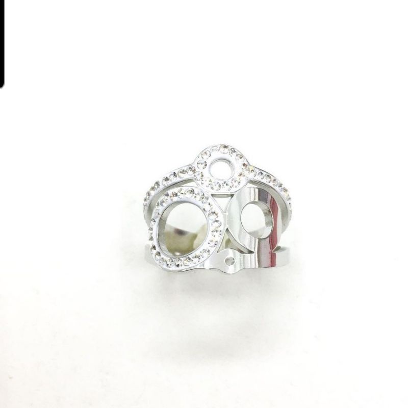 Promo Cincin Titanium Silver Premium anti karat cincin Zircon stainless steel 01 bahan Titanium All size