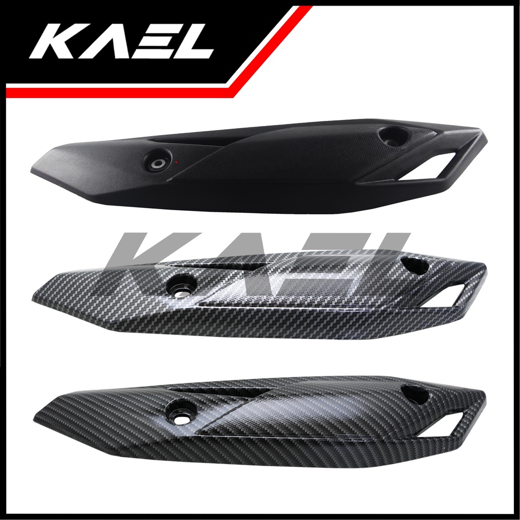 Cover Knalpot Honda Beat New FI-F1-Street eSP 2016-2017-2018-2019 Karbon-Carbon-Hitam Polos Tutup-Tameng-Pelindung Kenalpot-Muffler-Exhaust