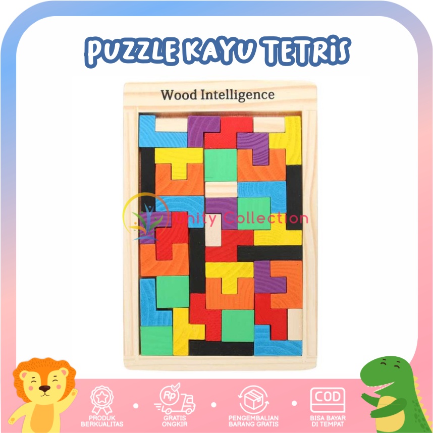 Puzzle Kayu Tetris / Mainan Edukasi Balok Kayu Tetris / Puzzle Tetris