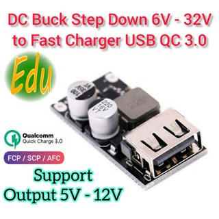 Modul Kit DIY DC Buck Step Down 6V 9V 24V 32V to Fast Charger USB QC 3.0 5V - 12V dari Solar Baterai
