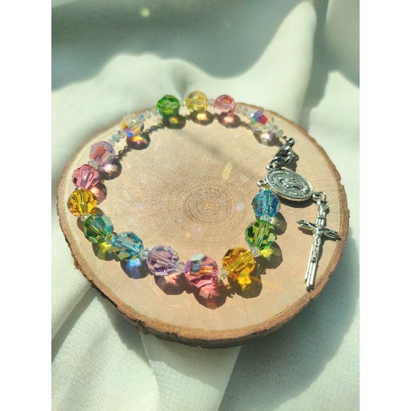 Colour Crystal Bracelet 1 Decade Rosary | Rosario Gelang Kristal Swarovski