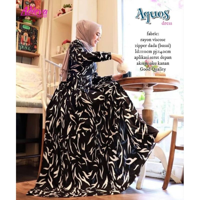 Baju Gamis wanita katun rayon viscose Homedress homedres rayon viscose motif terbaru jumbo LD 120cm-4