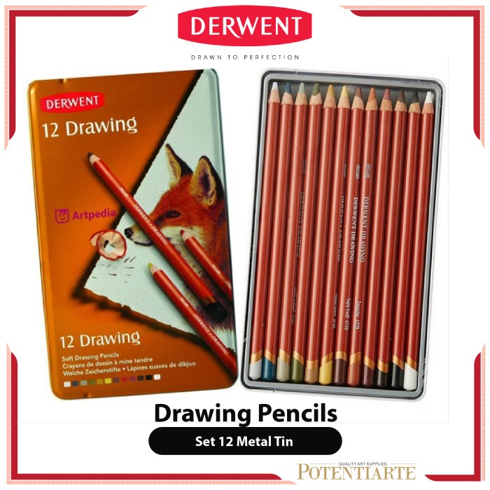 

(BISA COD) Pensil Warna Derwent Drawing 12 Pencil Color Metal Tin Set