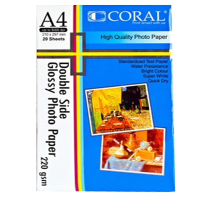 

Coral Glossy Double Side Paper 220 Gsm A4