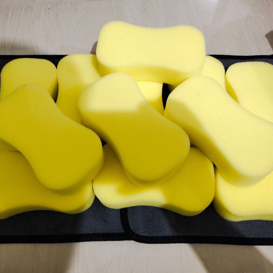 [READY STOCK]  Sponge Busa Cuci Mobil Motor Piring Kuning 8 Busa Foam Wash Tebal Spon