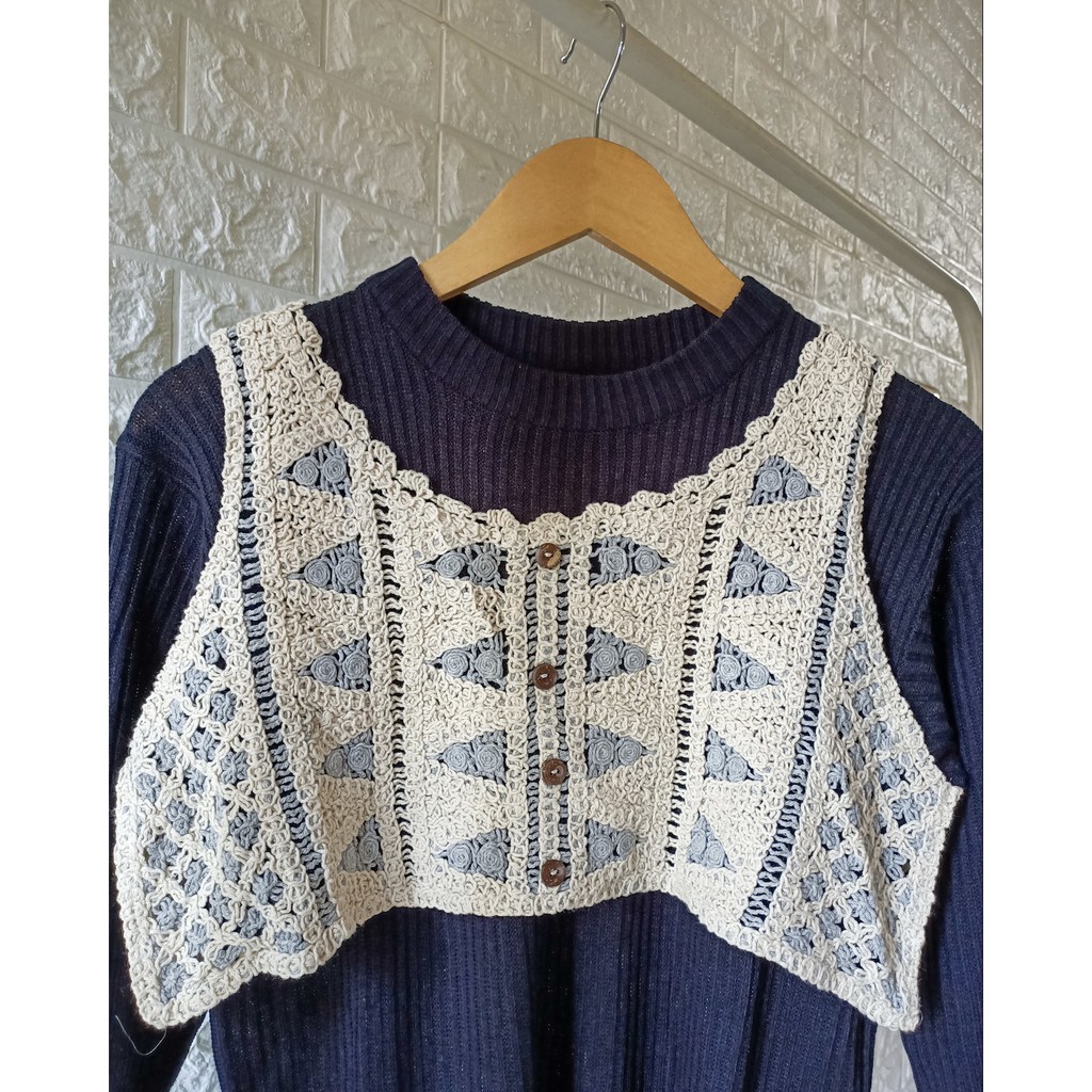 Eirlys Vest Rompi Rajut Import Korean lace blouse Crochet Rompi Rajut Import
