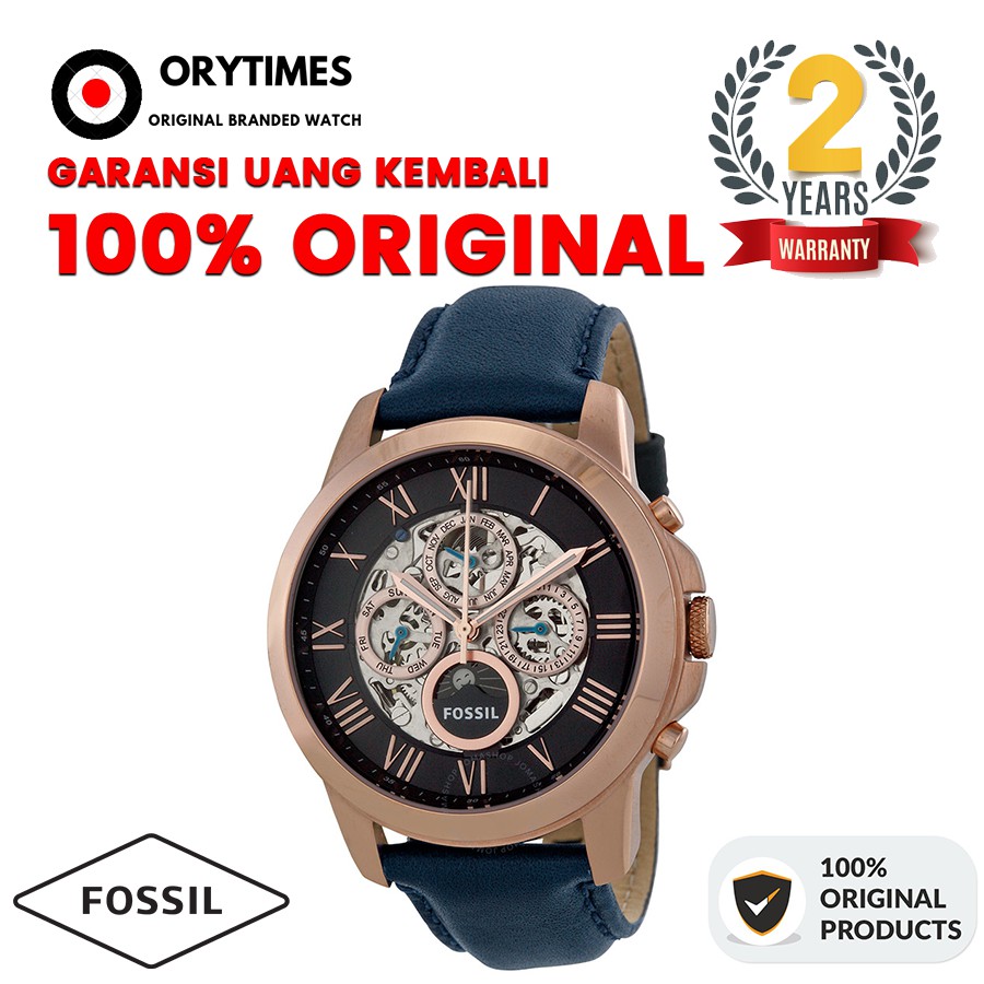 Fossil ME 3029 Jam Tangan Pria Fossil Original Fossil ME3029 Grant Skeleton Dial Navy Blue