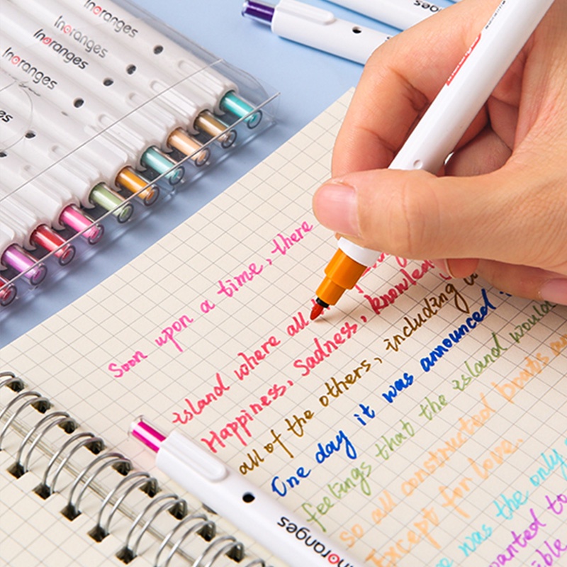 12 Colors 0.6mm Simple Retractable Highlighter INS Anti-Blooming Ink Colorful Marker