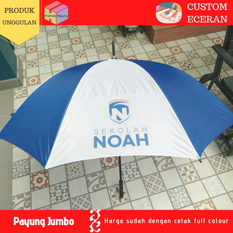 [ payung custom eceran ] payung jumbo besar golf cetak gambar bebas logo tulisan custom digital