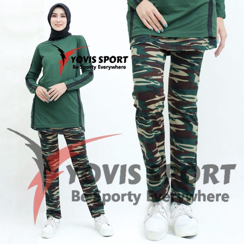 Celana Senam PDL Loreng Wanita Model Rok Cargo Yovis Sport Original