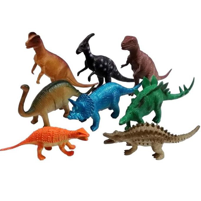 Set 8pcs Dinosaurus Karet Besar Mainan Miniatur Dino World