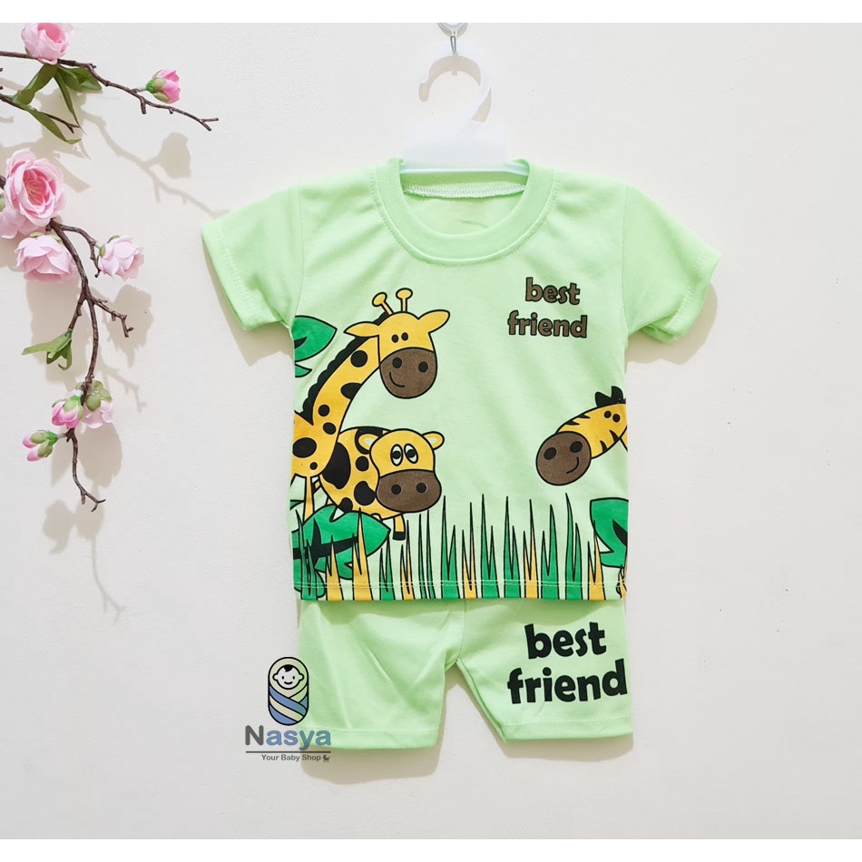 [J-006] Setelan Baju Pendek bayi laki-laki soft / Baju anak MURAH (0-6 bulan)