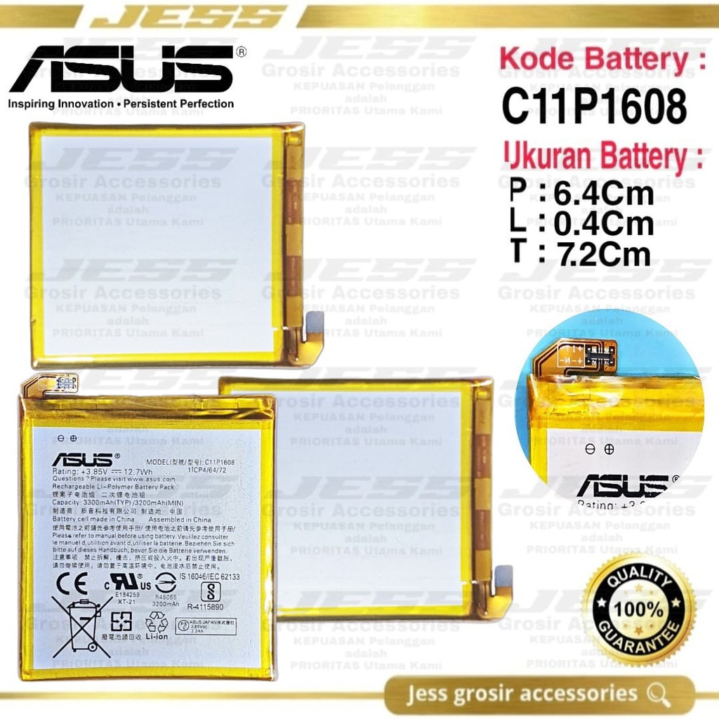 Baterai Battery Original ASUS C11P1608 For Type HP Zenfone AR - ZS571KL - V570KL - A002 - A002A