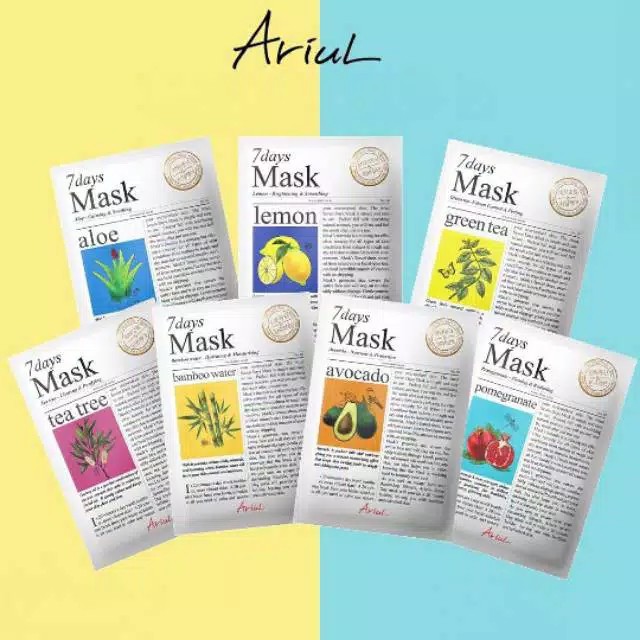 ORI BPOM ARIUL 7 Days Mask Sheet 20g Masker Wajah 7Days Korea Original EXP 09 2022