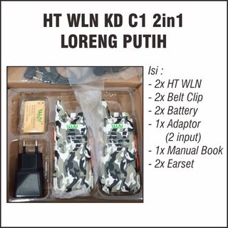 HT WLN KD C1 Loreng Putih (isi 2 HT) FREE EARSET Single Band UHF (5watt) Garansi 1 Tahun Two Way Walkie Talkie | H T WLAN KD-C1 Army Handy Talky | Hate KDC1 2 Arah UHF Walky Talky | Toko Radio Komunikasi