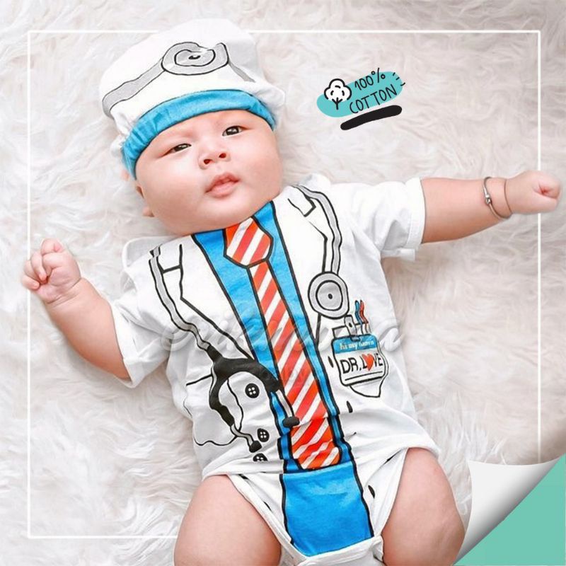 Jumper Kostum Bayi Profesi Baju Bayi Laki Laki Perempuan Dokter / jumper newborn / jumper karakter /