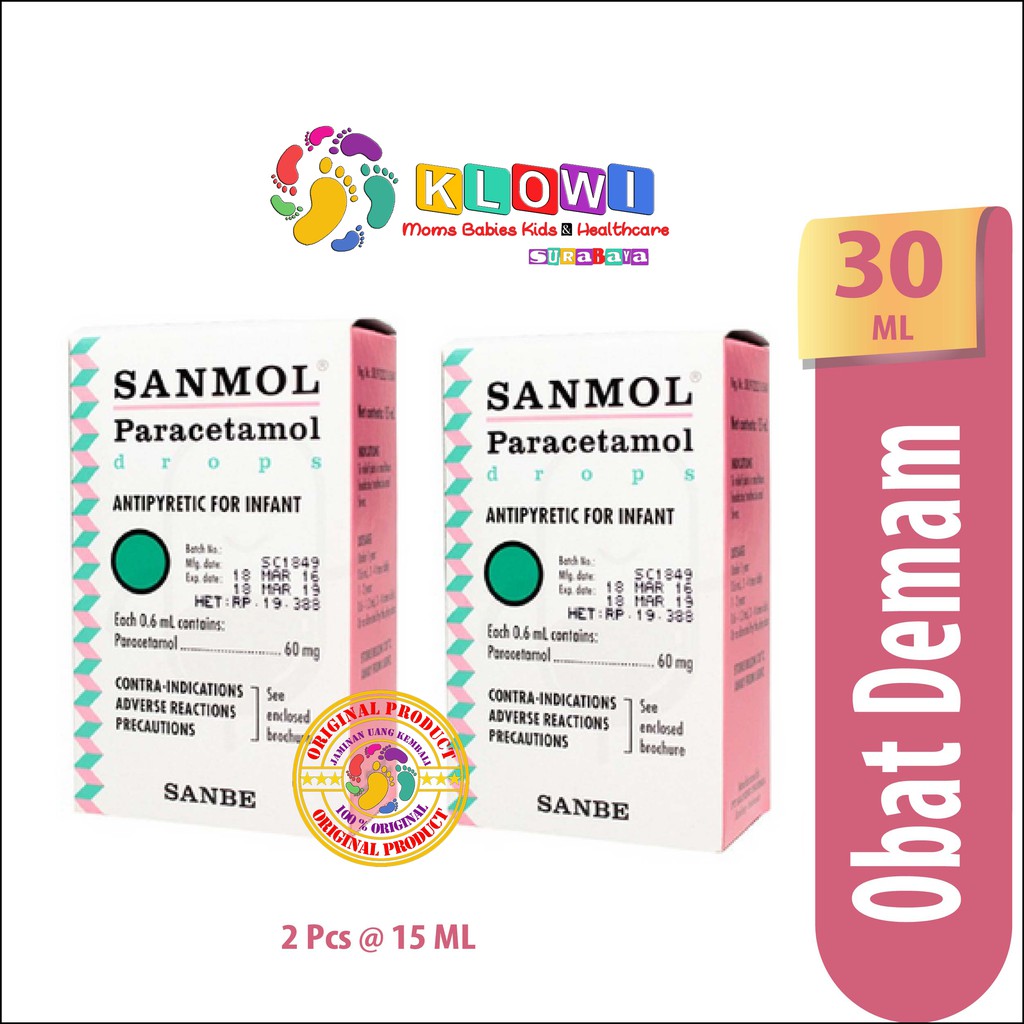 Sanmol Drops Obat Demam dan Pereda Nyeri - 15 mL 2 Botol