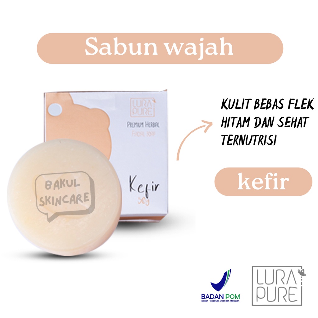 Sabun Muka Anti Jerawat Acne BPOM LURAPURE 50 GR Alami Pria Wanita Varian KEFIR