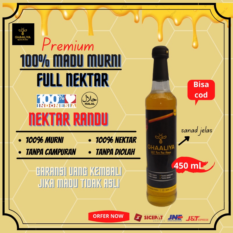 

Madu Murni Asli 450ml/600gr Ghaaliya Nektar Bunga Randu 100% Alami pure natural Raw