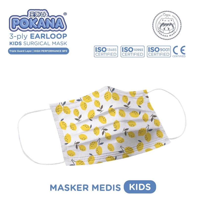 MASKER POKANA KIDS MASKER ANAK EARLOOP 3 PLY ISI 30 PCS