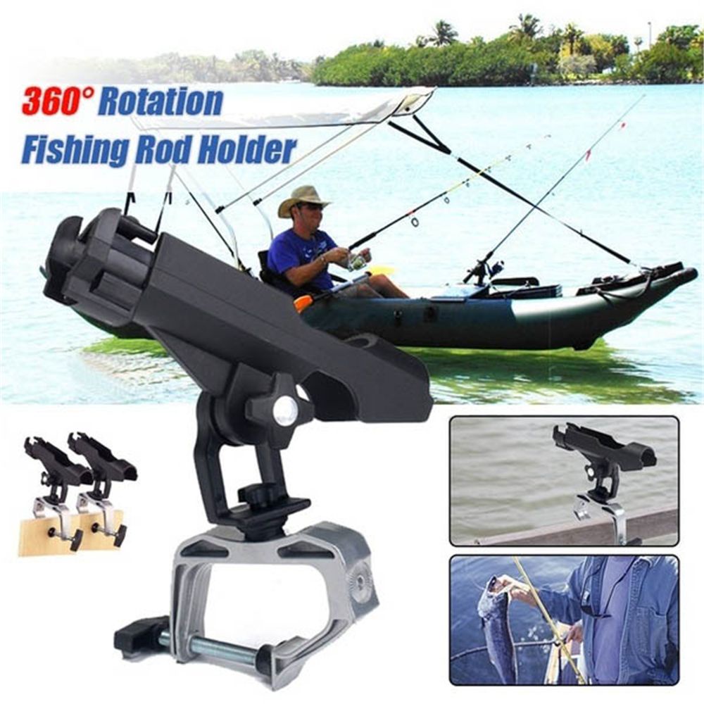 QUINTON Durable Rods Holder 360 Degree Pole Bracket Rod Rack with Clamp Support Stainless Steel Metal Fishing Fishing Rod Bracket/Multicolor