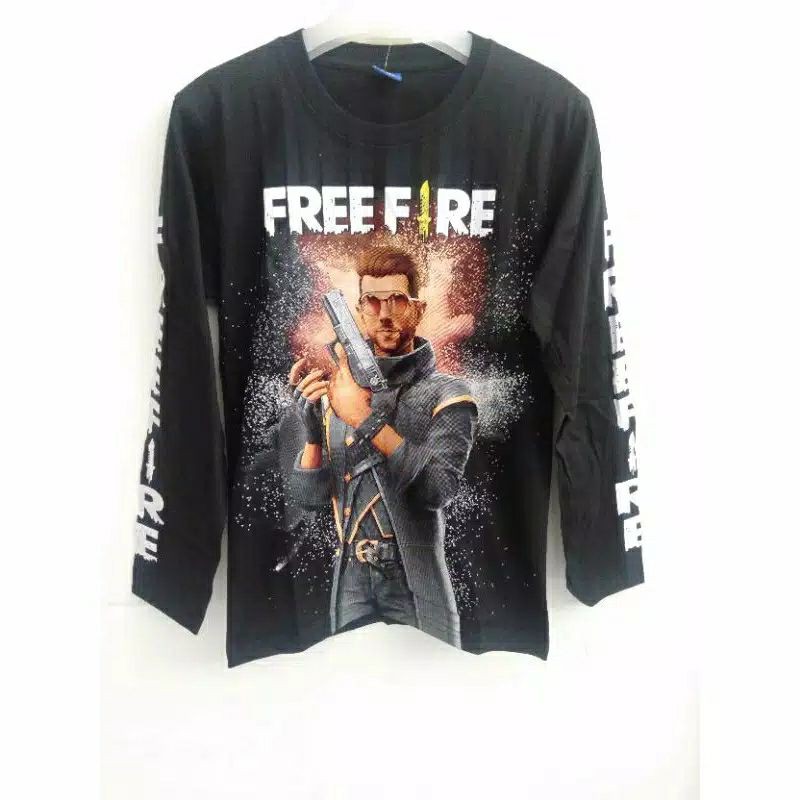 KAOS / BAJU ANAK FF FREE FIRE HITAM LENGAN PANJANG / EP EP GAME GARENA MURAH