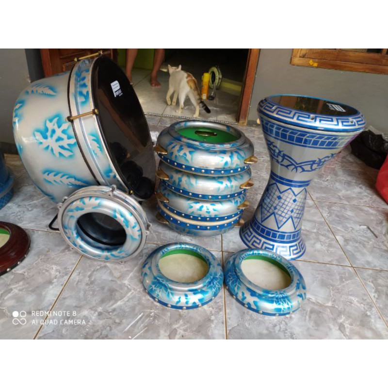 1set hadroh motip daun / alat rebana / alat banjari / alat qasidah / alat marawis /asli jepara