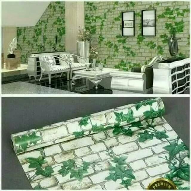 Wallpaper dinding motif bata daun