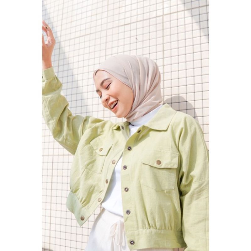 JDM CROP LINEN OUTHER HIT SELEPGRAM KEMEJA CROP OVERSIZE