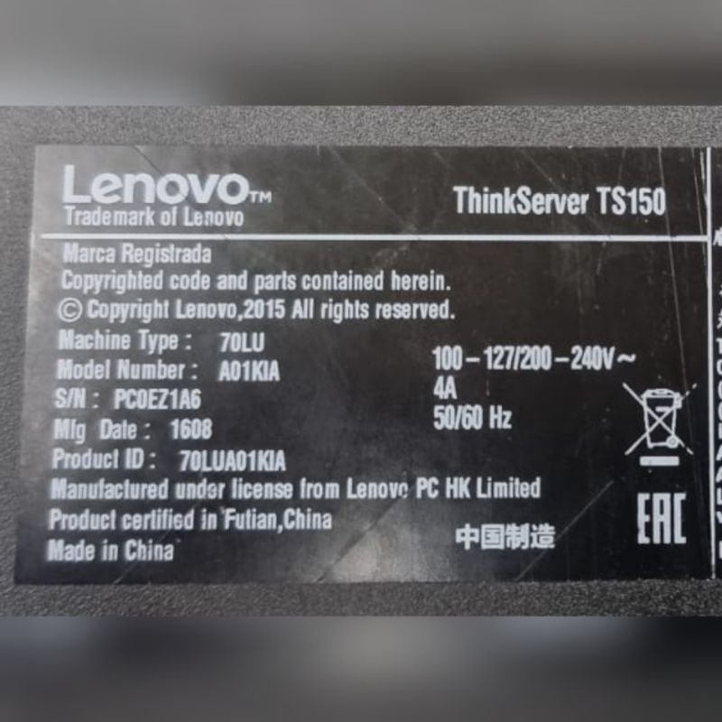 LENOVO TS 150 THINK SERVER XEON E3 1225 V5 RAM 16GB DDR4 HDD 3TB DVD DUAL LAN GIGABITE SUPPORT DIS0LAY PORT