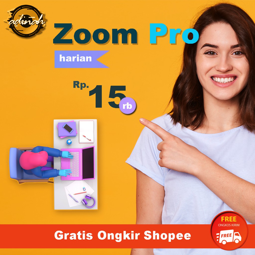 Sewa akun Zoom Meeting Pro Harian 100 Peserta free ongkir