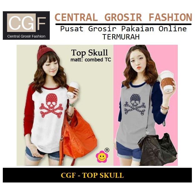 CGF 56315 TOP SKULL Fashion Baju Wanita Model Terbaru,Terkini,Termurah dan Terlaris